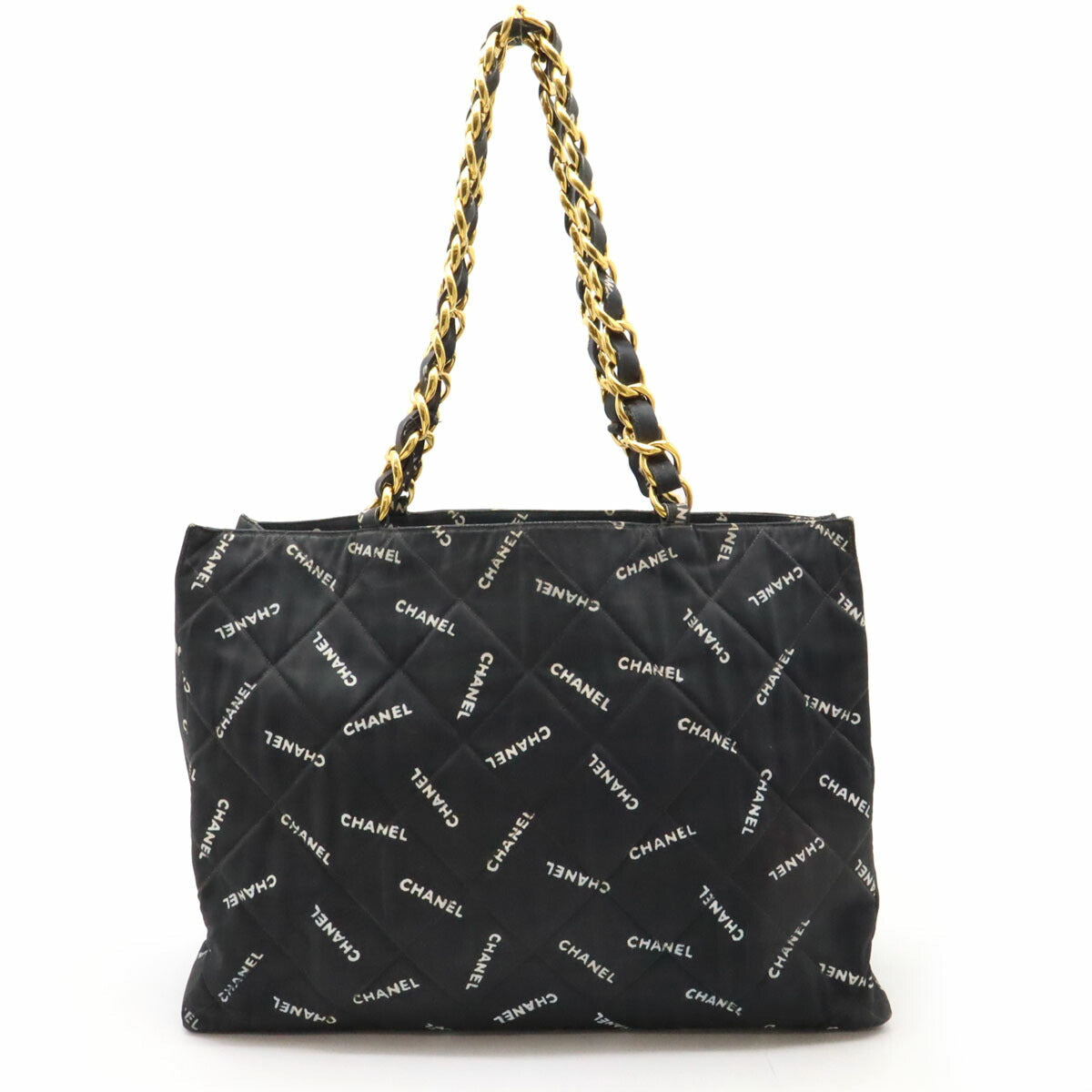 Chanel Coated Canvas Logo Chain Tote Bag