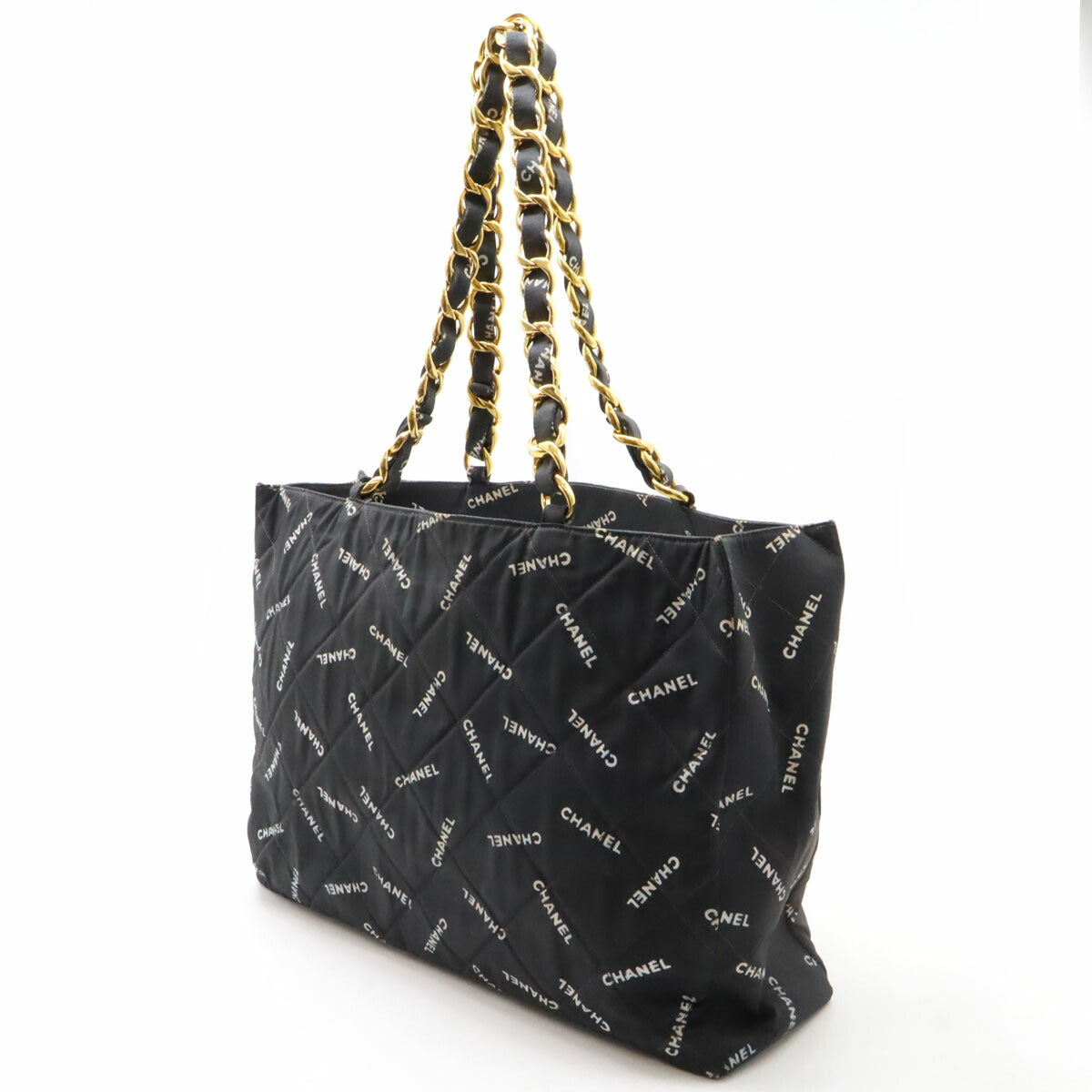 Chanel Coated Canvas Logo Chain Tote Bag
