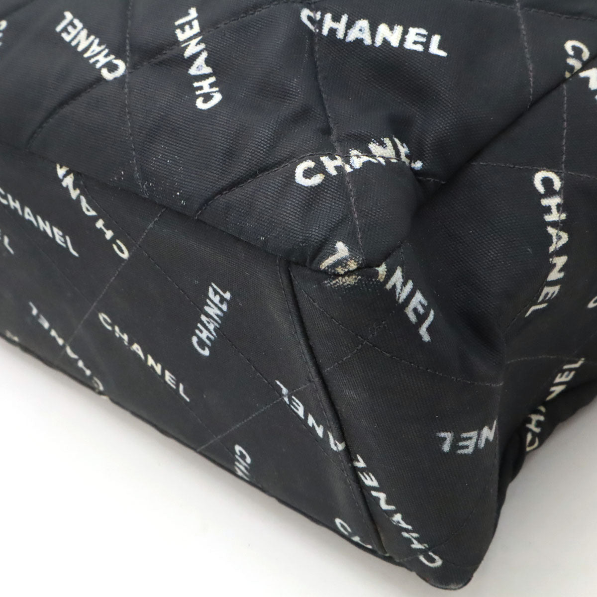 Chanel Coated Canvas Logo Chain Tote Bag