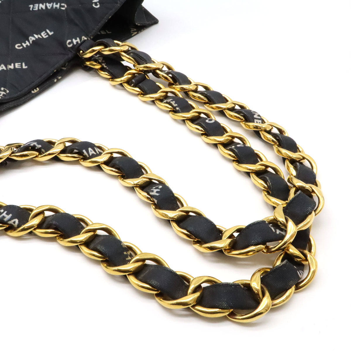 Chanel Coated Canvas Logo Chain Tote Bag