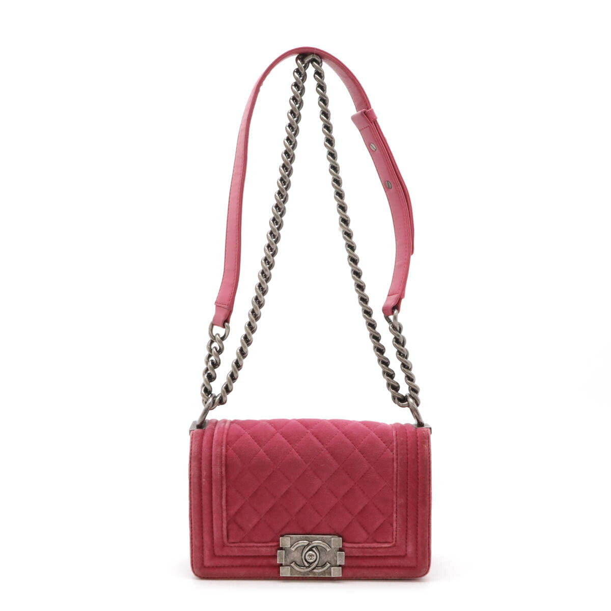 Chanel Velour/Leather Boy Shoulder Bag