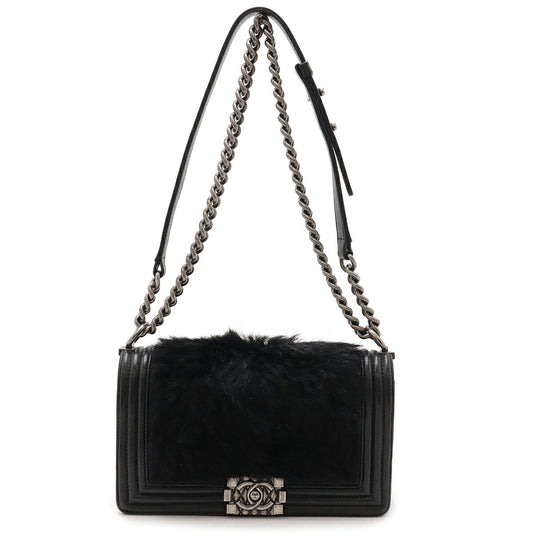 Chanel Lambskin Fur Boy Shoulder Bag