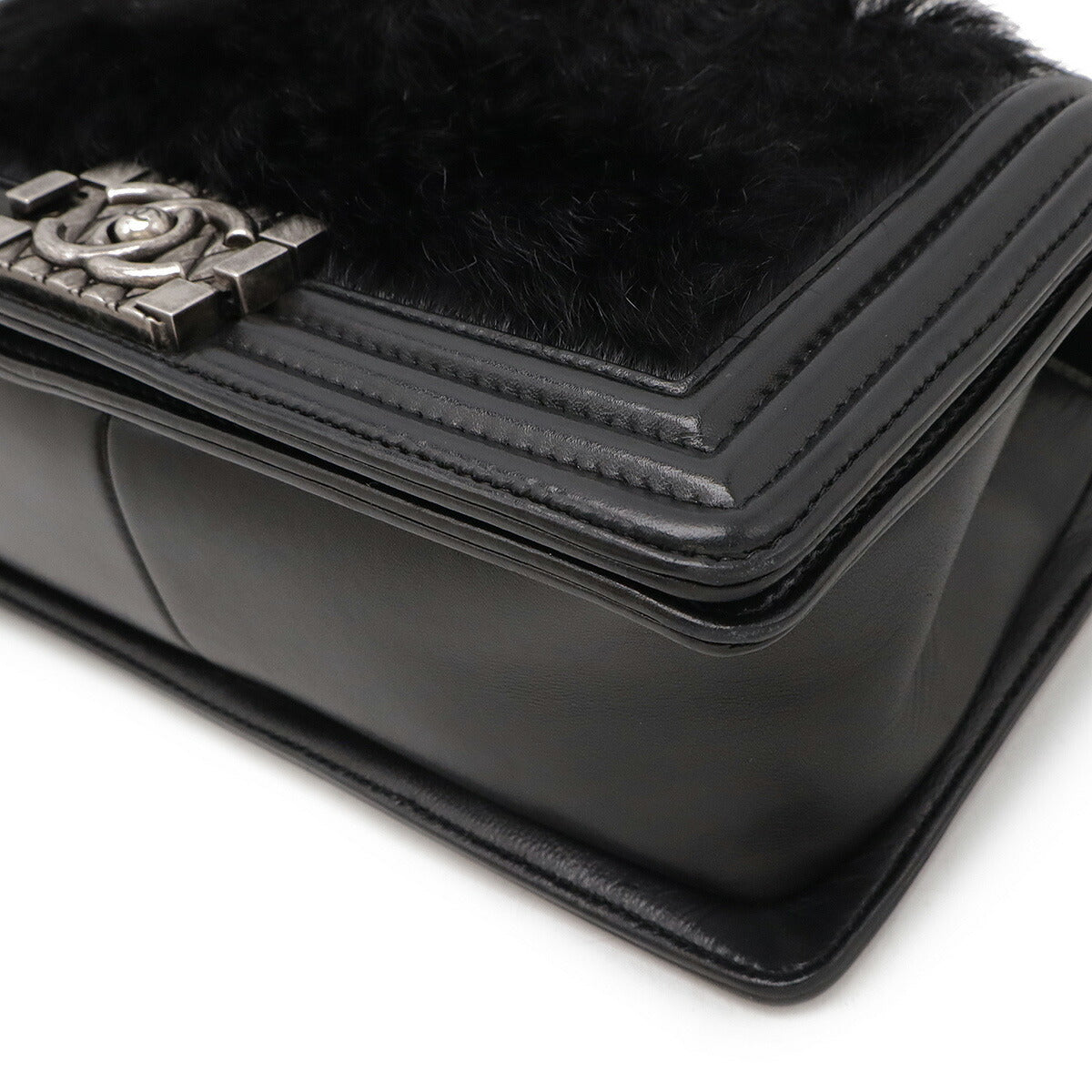 Chanel Lambskin Fur Boy Shoulder Bag