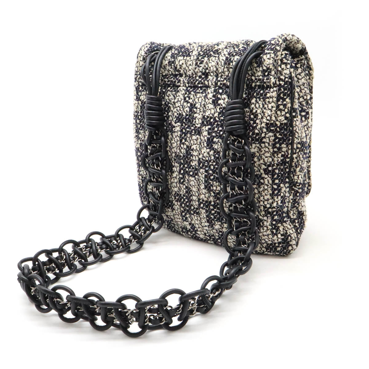 Chanel Tweed Camellia Chain Shoulder Bag