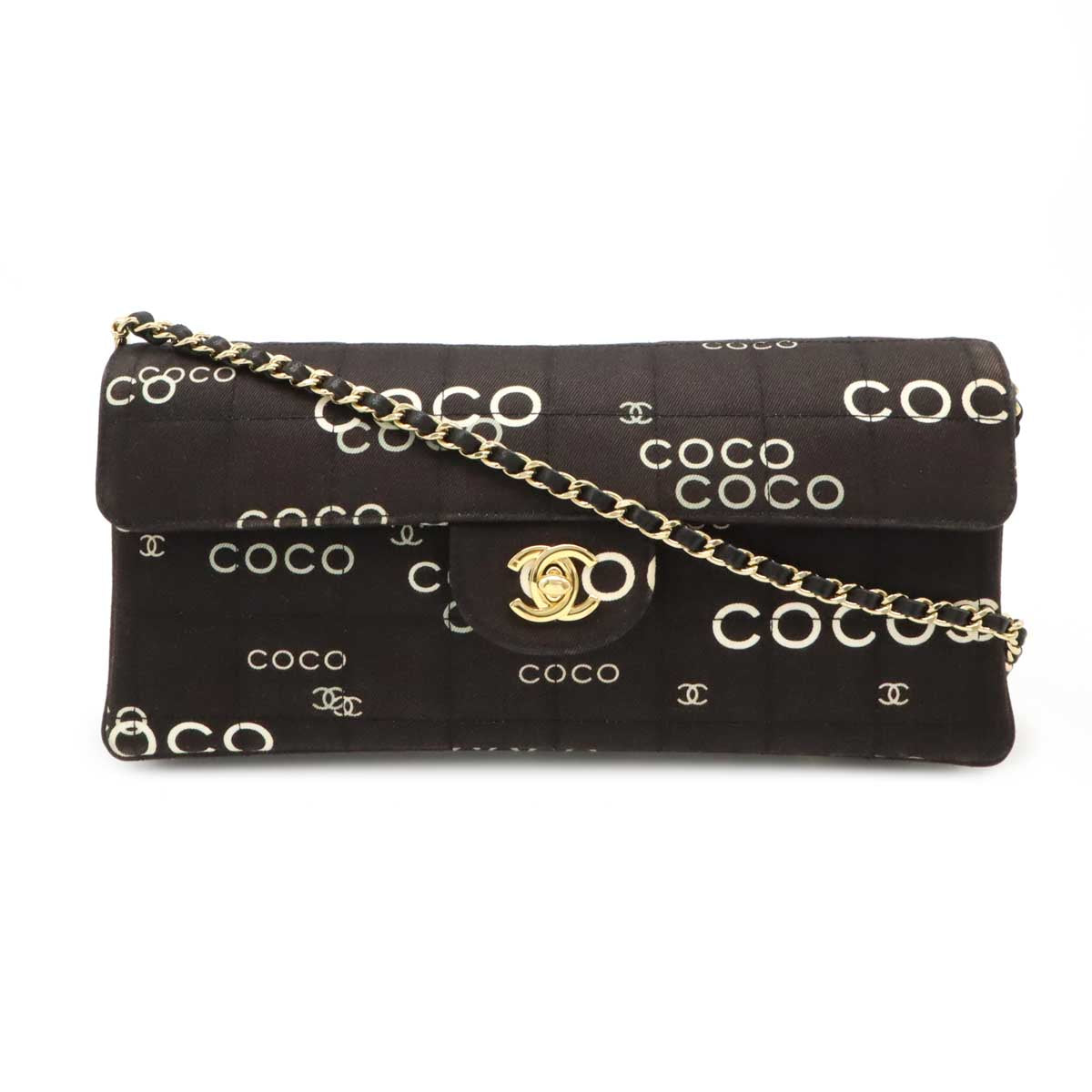 Chanel Canvas COCO Print Choco Bar Chain Shoulder Bag
