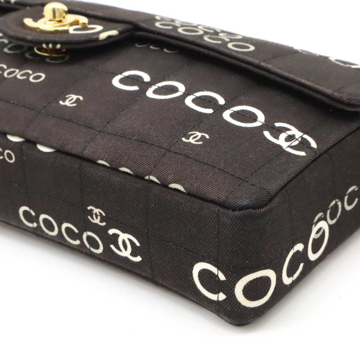 Chanel Canvas COCO Print Choco Bar Chain Shoulder Bag