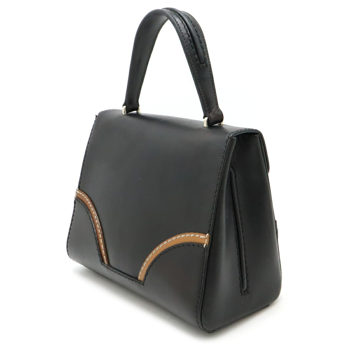 Prada Calf Stitch Rim Handbag Leather Calf Leather Travel Bag