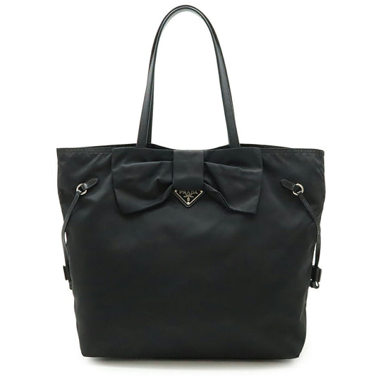 Prada Ribbon Motif 2Way Bag Leather Nylon Saffiano Travel Bag