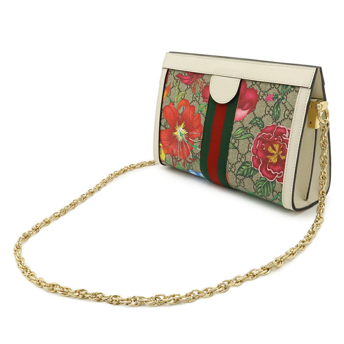 Gucci Ophidia Flora Pvc Shoulder Bag Leather Chain