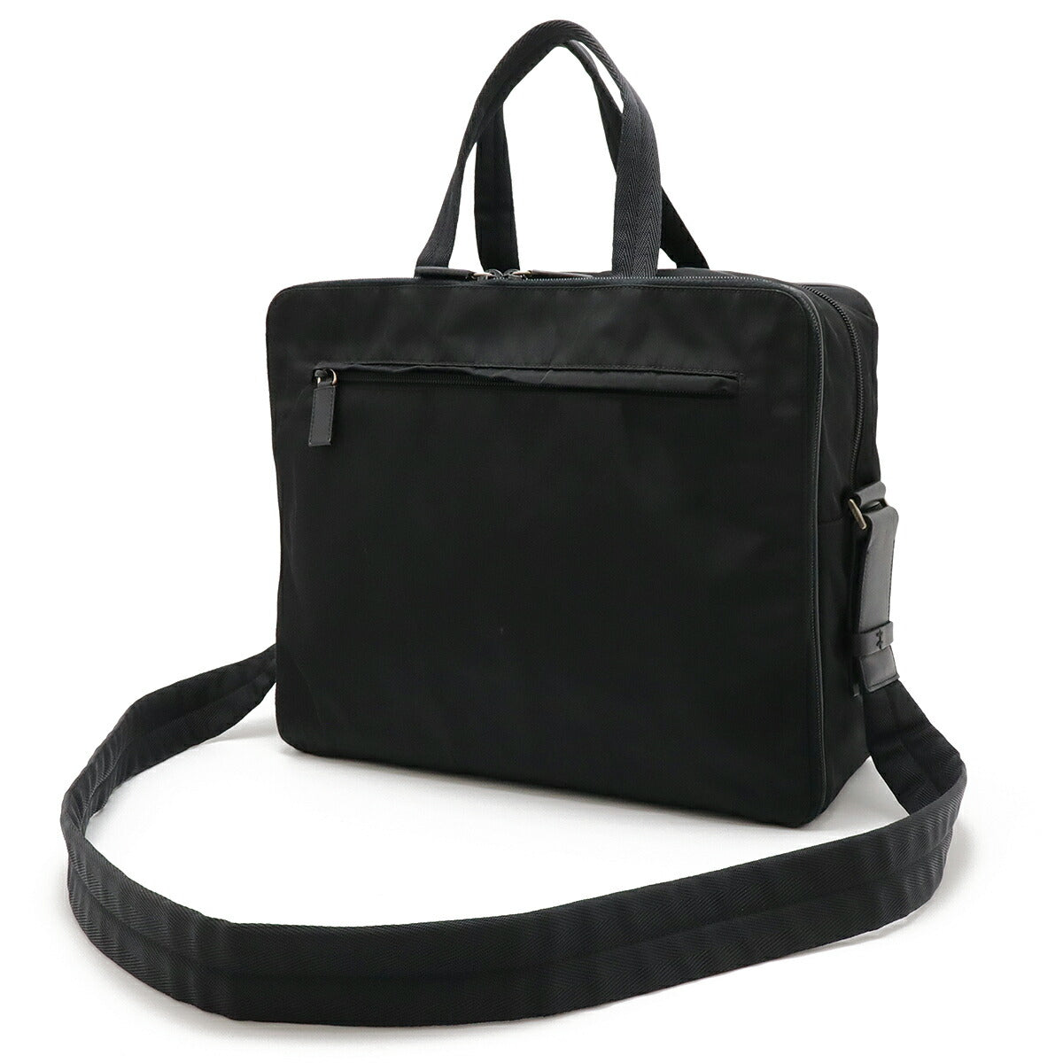 Prada 2Way Briefcase Handbag Leather Nylon Travel Bag