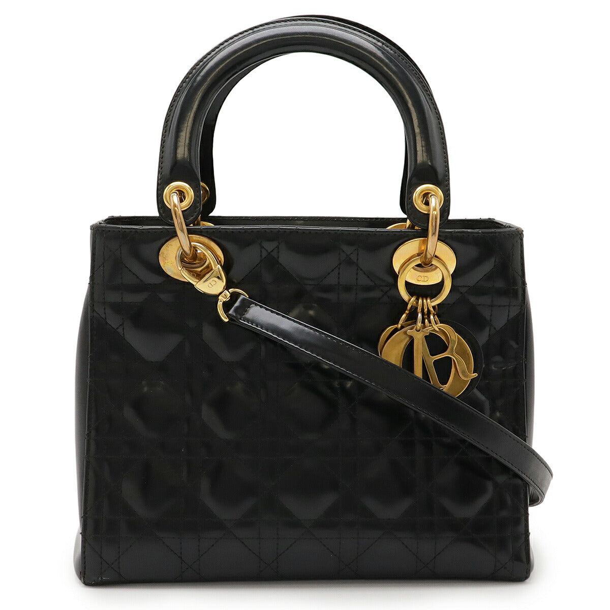 Dior Christian Lady 2Way Bag Leather Patent Travel Bag 2Way Bag 3