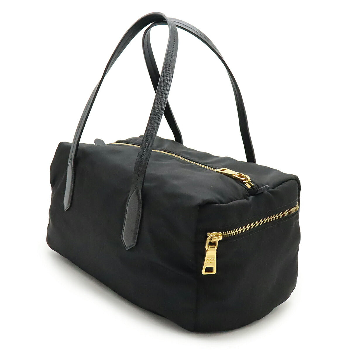 Prada Boston Bag Leather Nylon Travel Bag