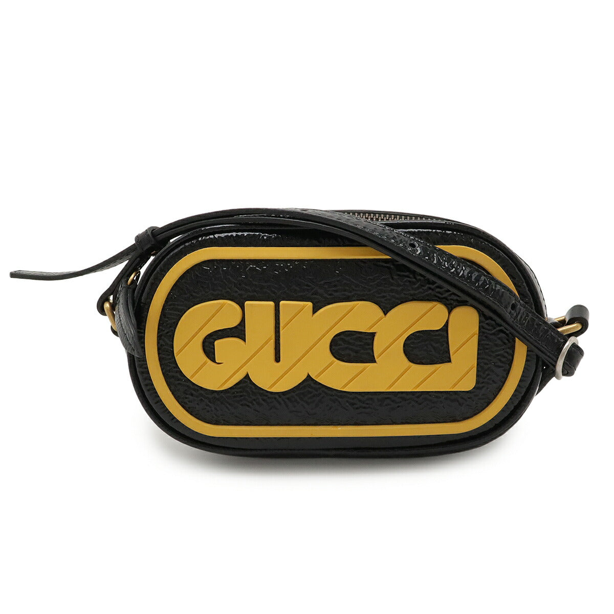 Gucci Game Patch Patent Shoulder Bag Leather Logo