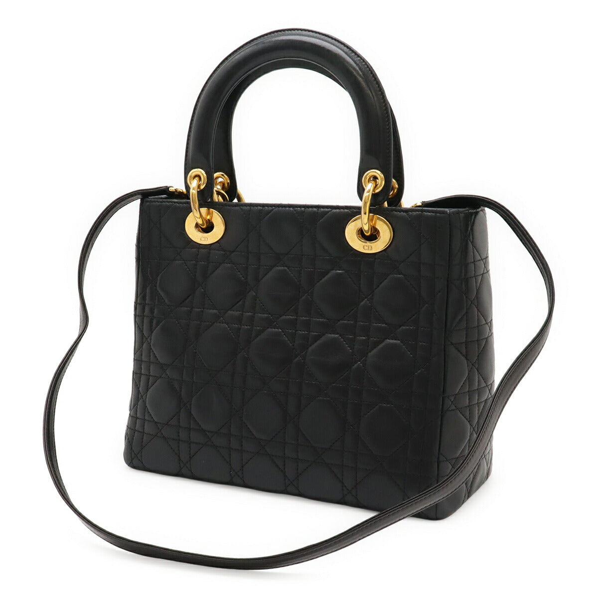 Dior Christian Lady Cannage 2Way Bag Lambskin Travel Bag