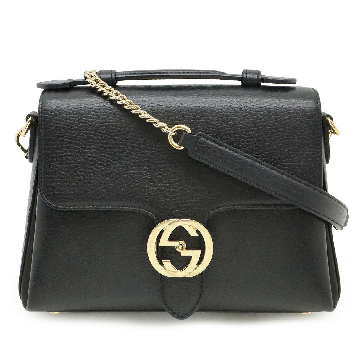Gucci Interlocking 2Way Handbag Leather Travel Bag