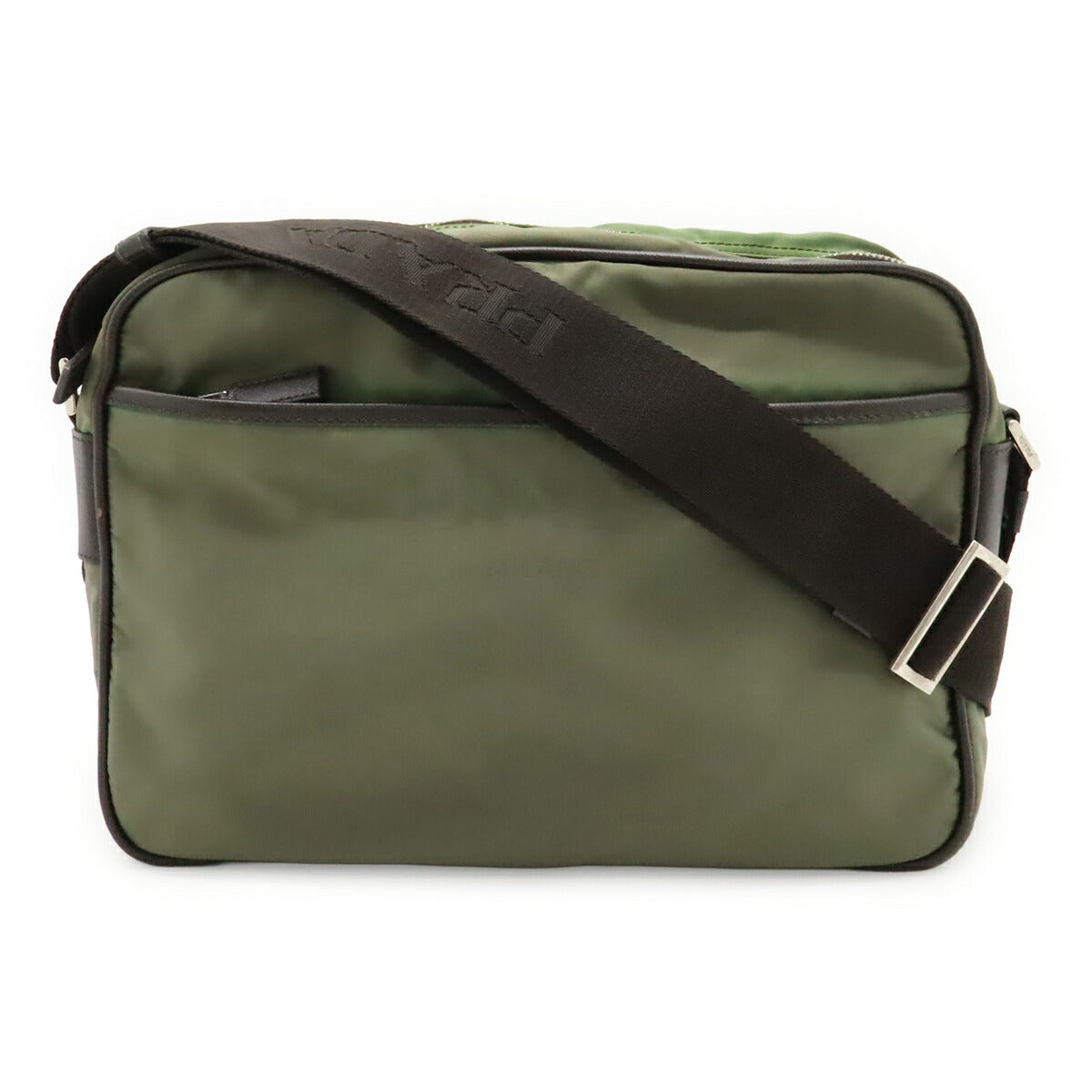 Prada Jacquard Shoulder Bag Leather Nylon Logo Leather Shoulder Bag