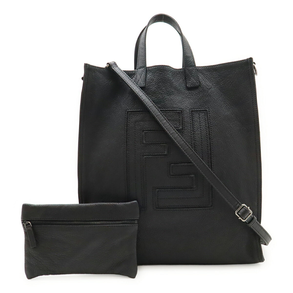 Fendi Ff 2Way Bag Leather Logo Travel Bag