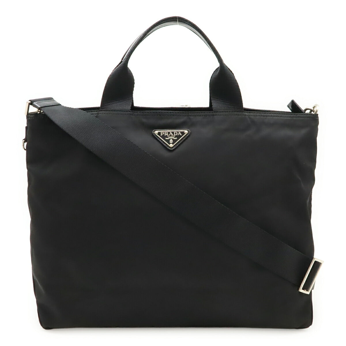 Prada 1Bg867 2Way Bag Leather Nylon Travel Bag