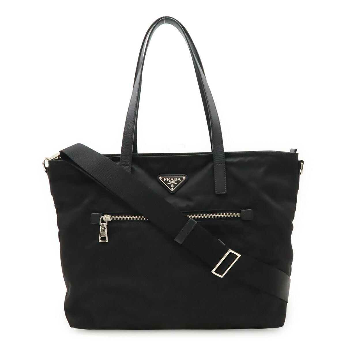 Prada 1Bg842 2Way Bag Leather Nylon Travel Bag