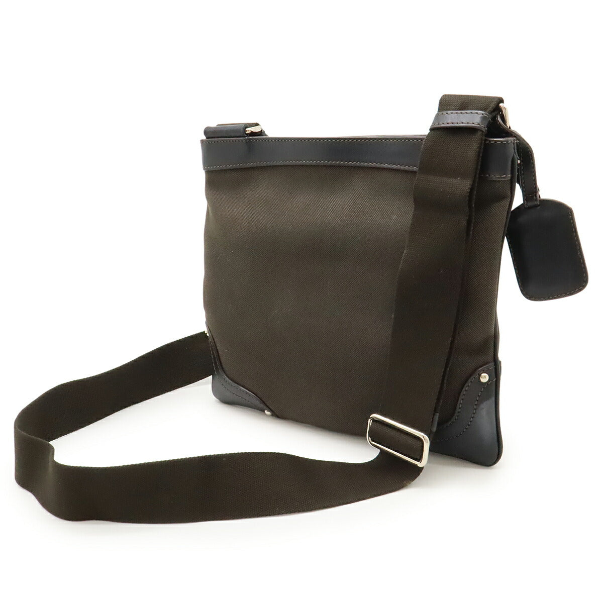 Prada Jacquard Shoulder Bag Leather Canvas Logo