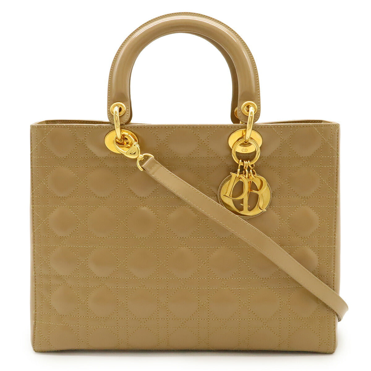 Dior Christian Lady 2Way Bag Leather Patent Travel Bag