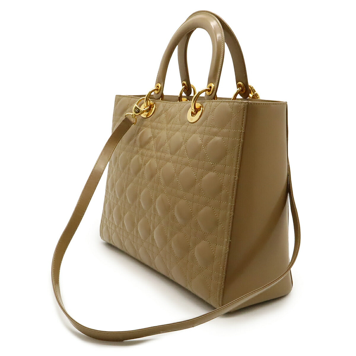 Dior Christian Lady 2Way Bag Leather Patent Travel Bag