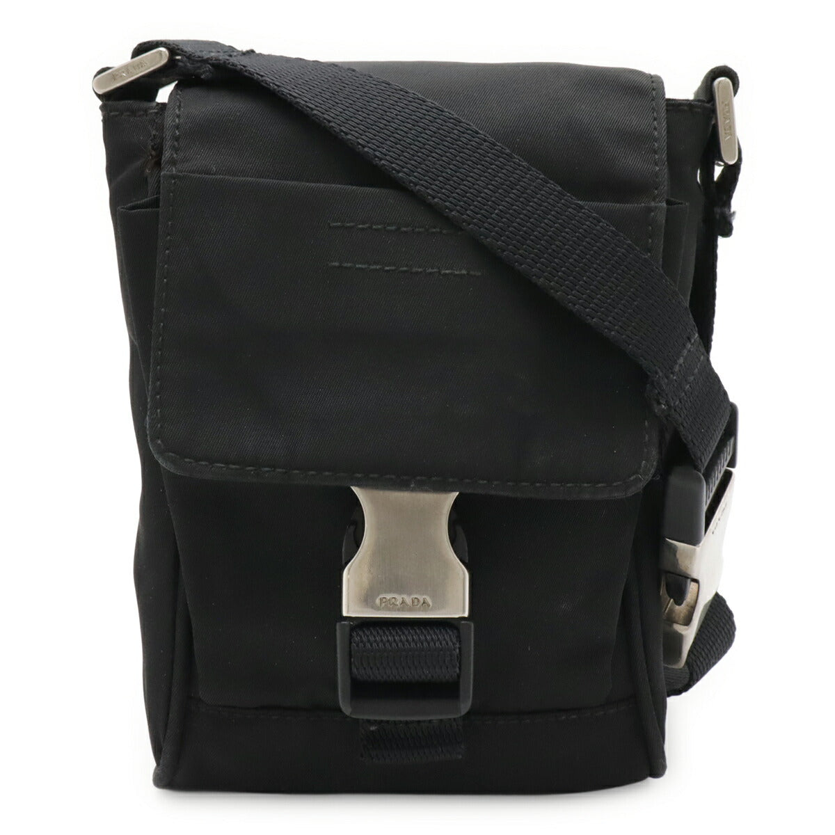 Prada Triangle 2Way Shoulder Bag Leather Nylon Logo