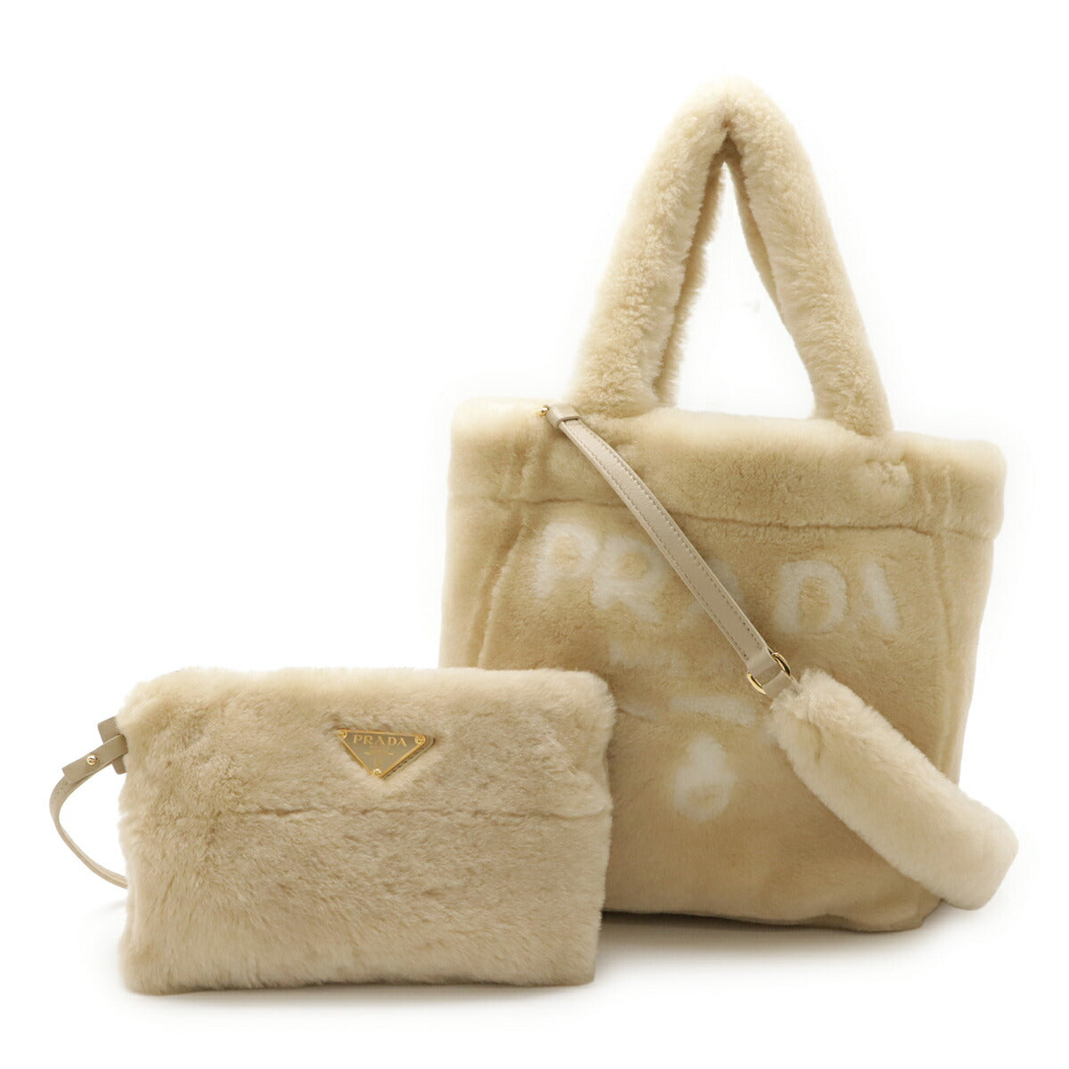 Prada Spugna Shearling 2Way Bag Travel Bag