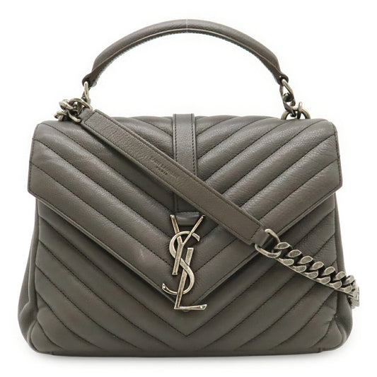 YSL Saint Laurent College 2Way Handbag Leather Travel Bag 2Way Handbag 1