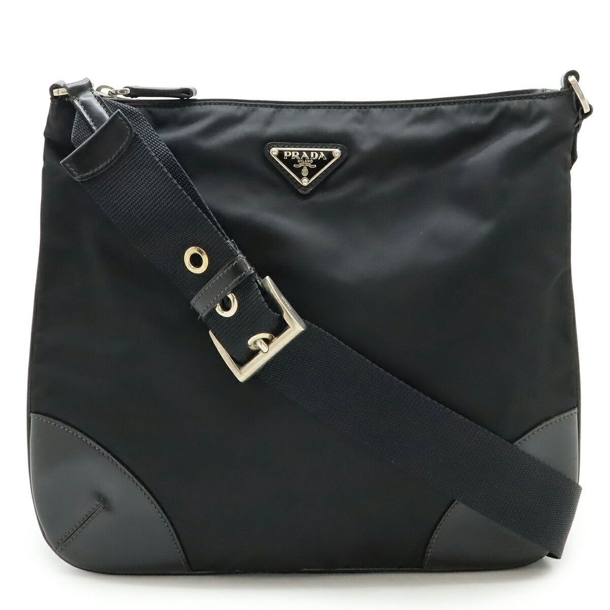 Prada Triangle Shoulder Bag Leather Nylon Logo Shoulder Bag 6