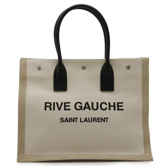 YSL Saint Laurent Rive Gauche Tote Bag Leather Canvas Leather Tote Bag