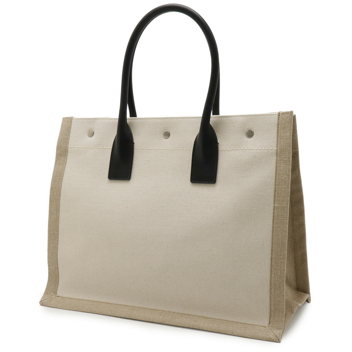 YSL Saint Laurent Rive Gauche Tote Bag Leather Canvas Leather Tote Bag