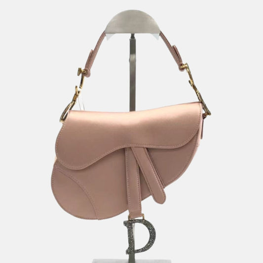 Dior Saddle Silk With Crystal Buckle Handbag Pink Mini Travel Bag