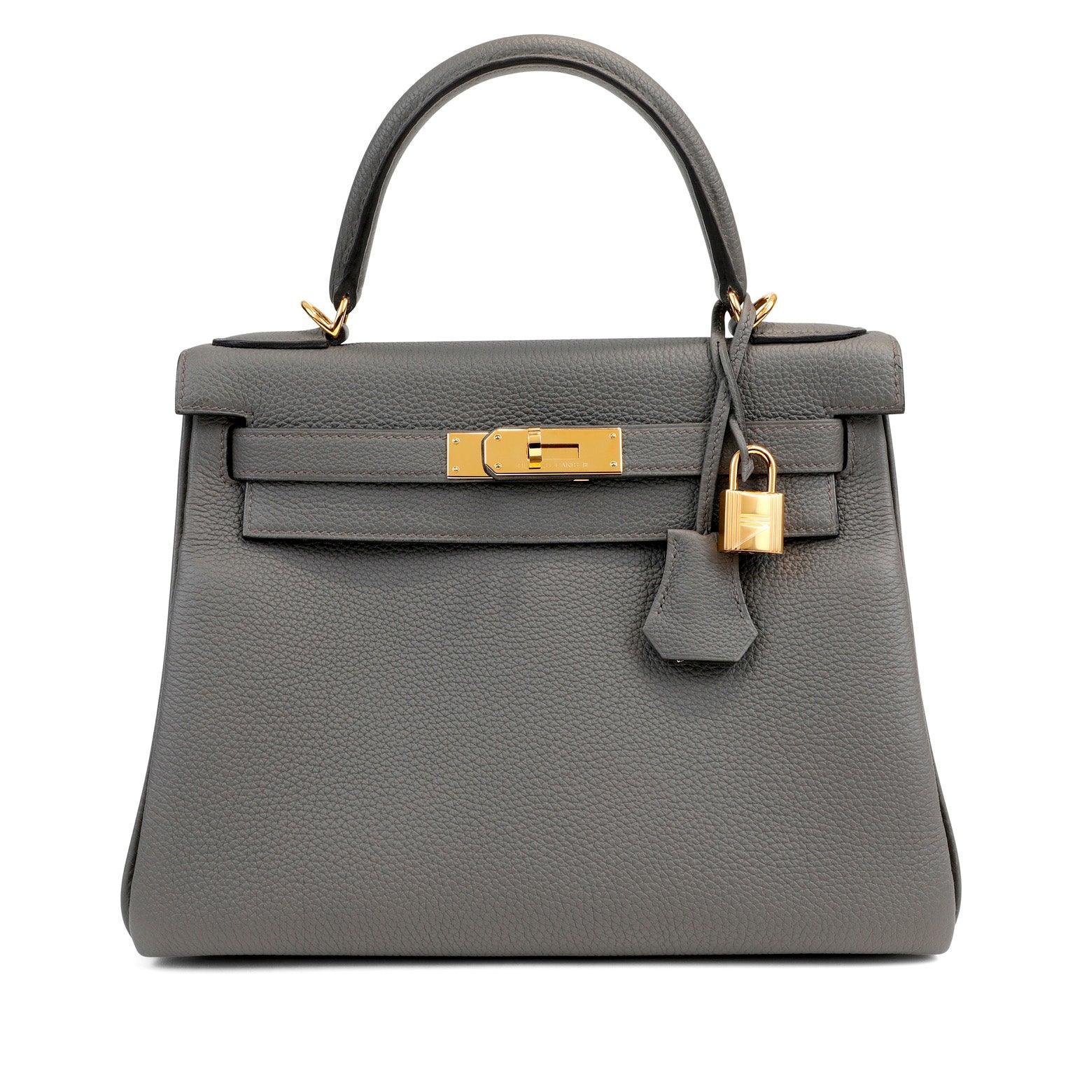 Hermes Luxury Cm Gris Etoupe Togo Kelly W Gold Travel Bag