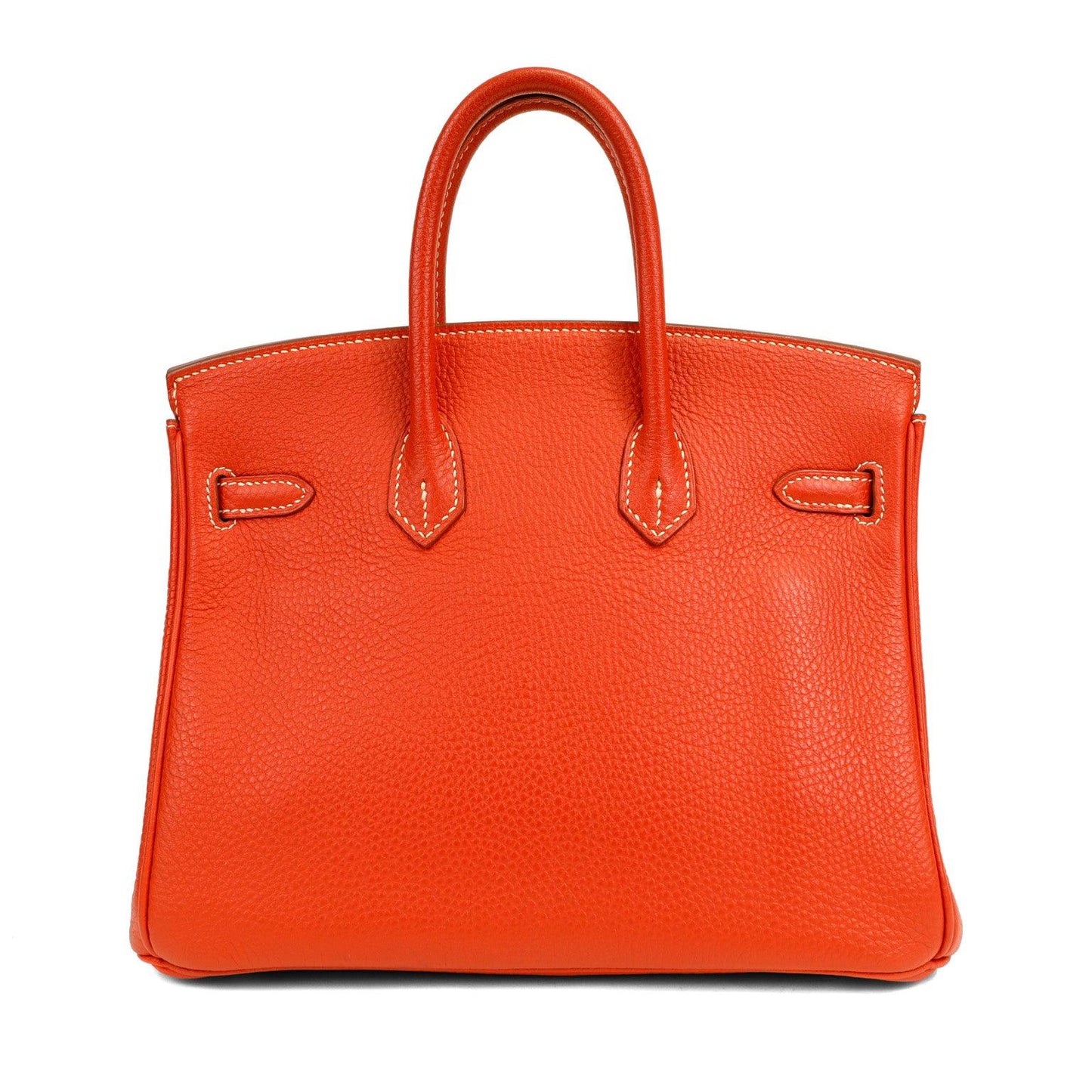 Hermes Rouge Tomate Togo Birkin W Stitching Palladium Hardware White Travel Bag