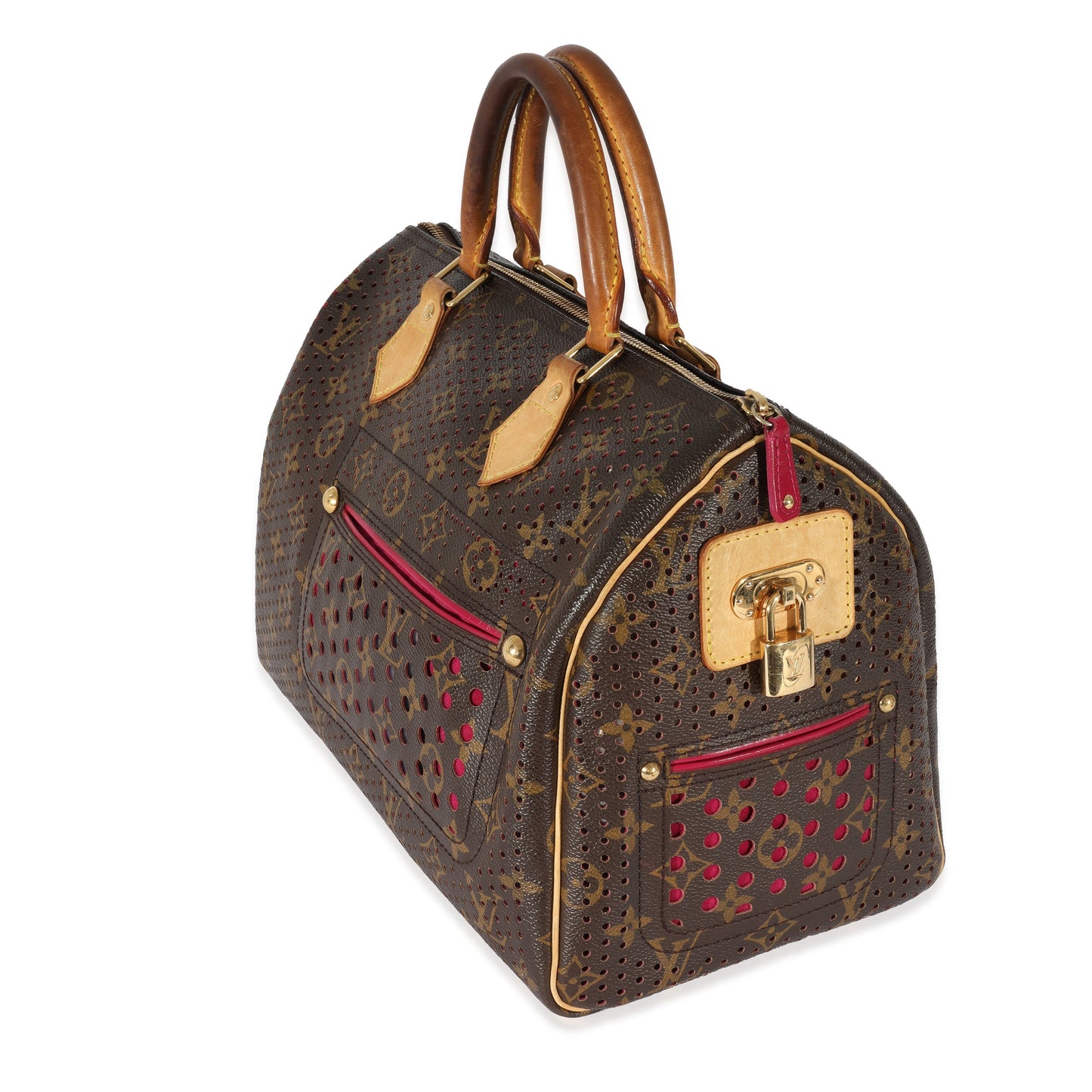 Louis Vuitton Perforated Fuchsia Speedy 30 Monogram Canvas Handbag