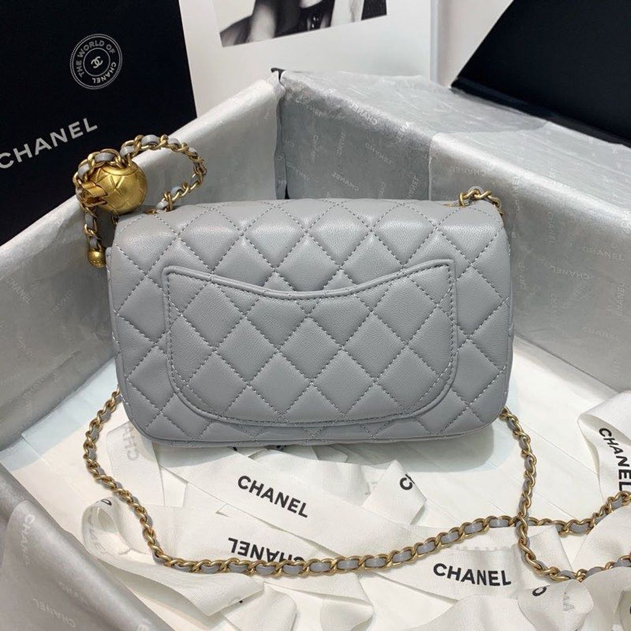 CHLFlap CHLBall On Strap , Grey Crossbody Bag