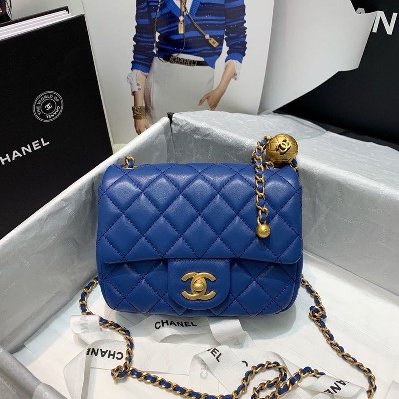 CHLMini CHLBall On Strap , Blue Flap Crossbody Bag
