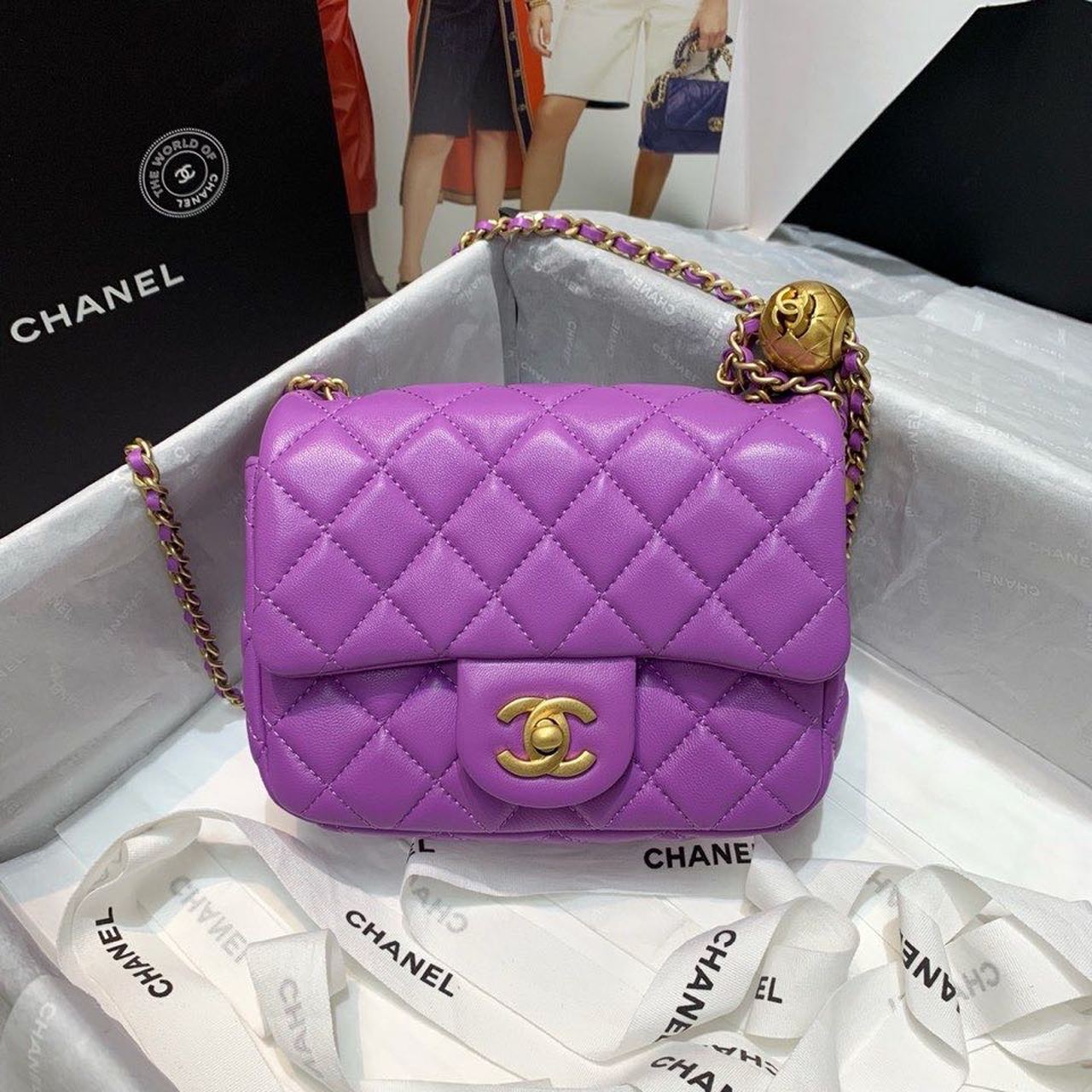 CHLMini CHLBall On Strap Purple Flap Crossbody Bag