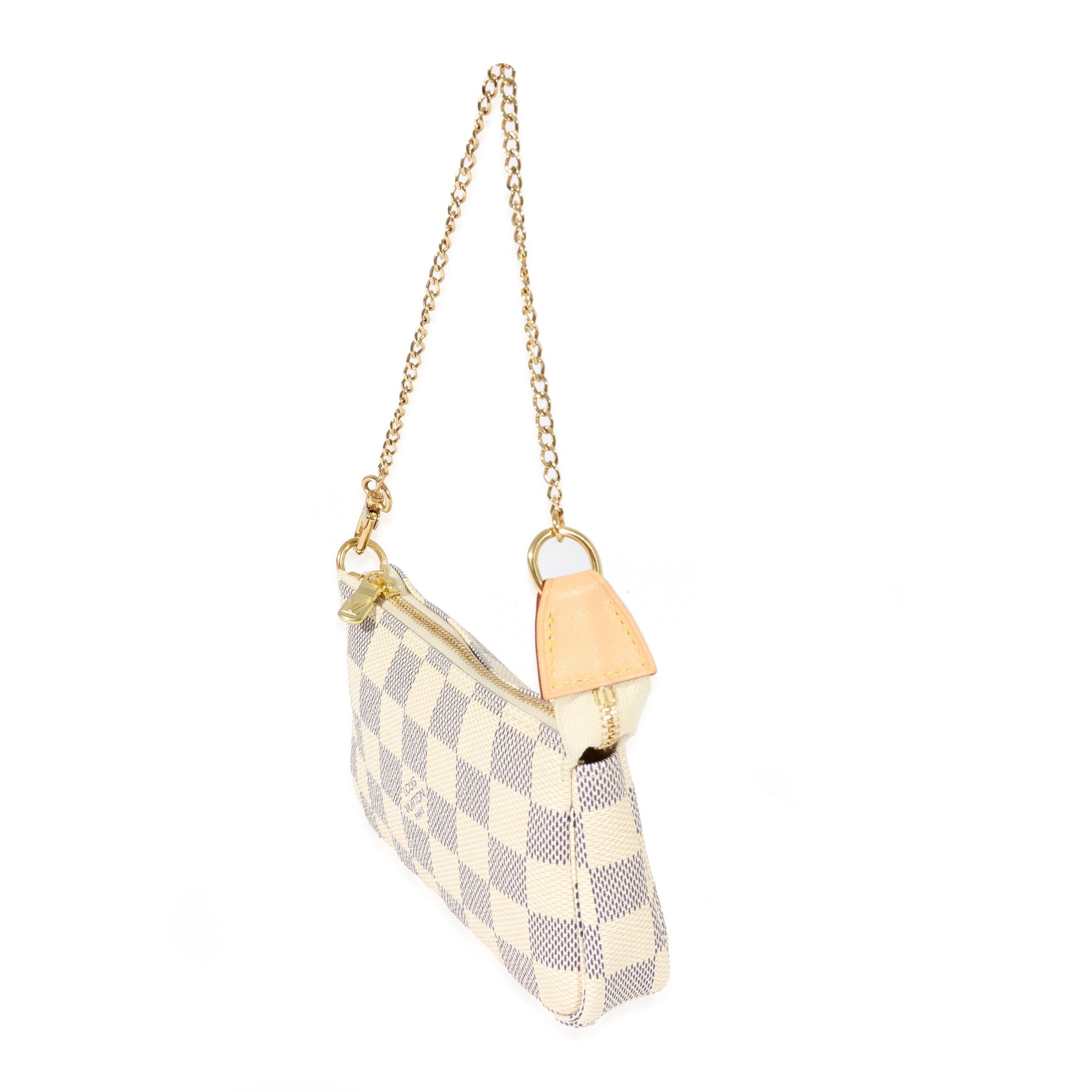 Louis Vuitton Damier Azur Pochette Accessoires Canvas Mini Clutch Bag Pochette Accessoires