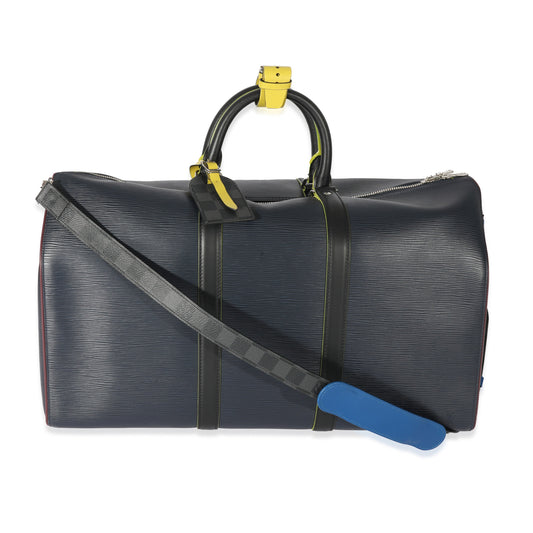 Louis Vuitton Marine Epi Patchwork Graphite Keepall Leather Handbag