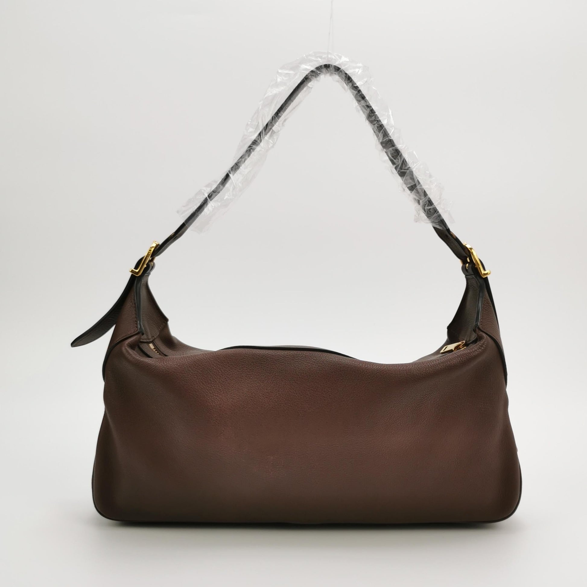 Romy Hickory Calfskin Shoulder Bag Leather Brown