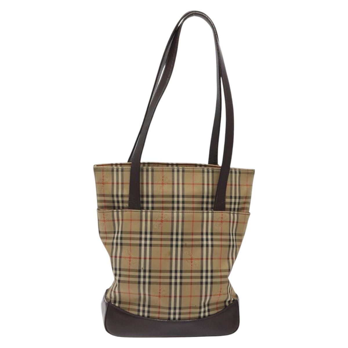 Burberry Nova Check Tote Bag Canvas Beige Tote Bag 42