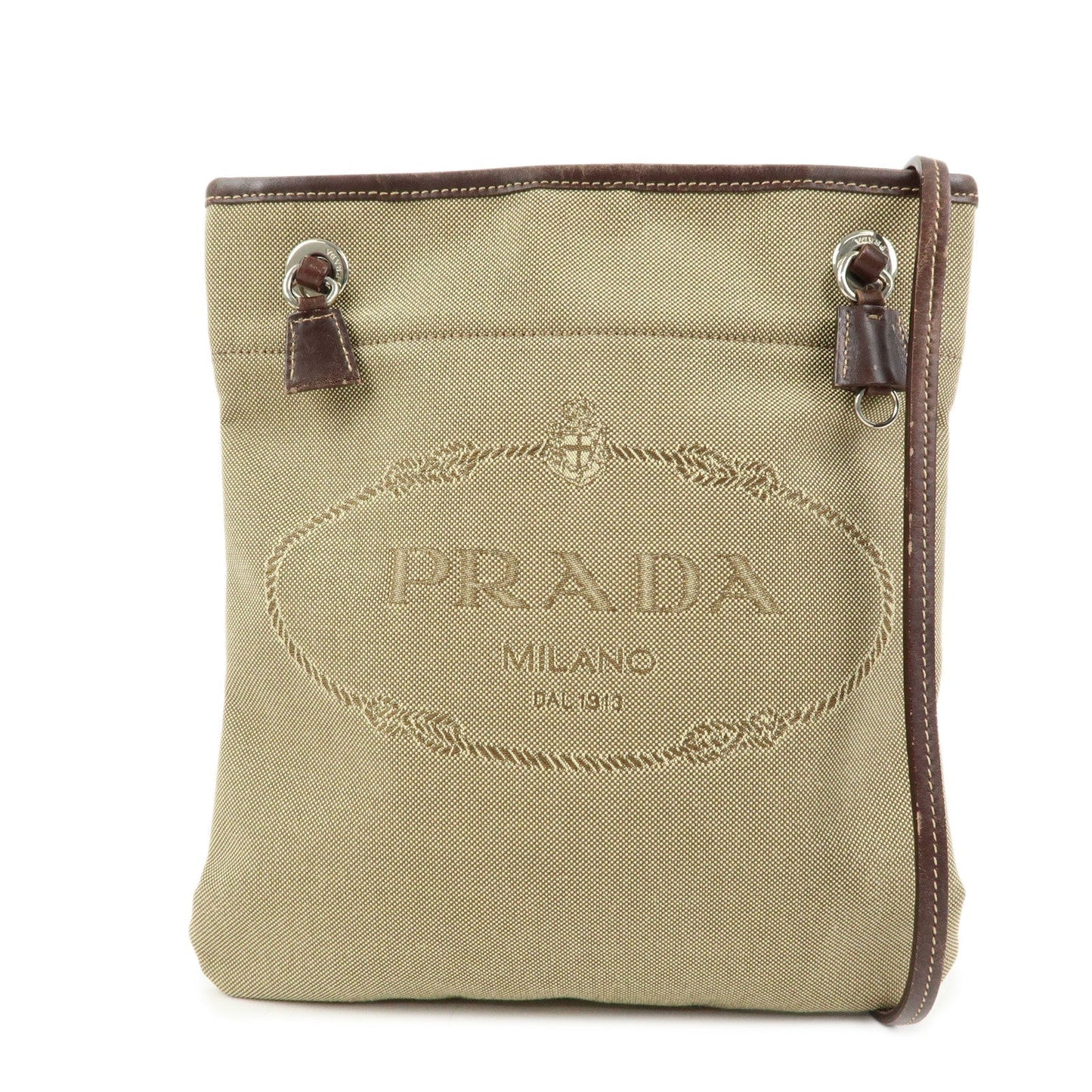 Crossbody Bag Jacquard Shoulder Leather Brown Logo Shoulder Bag