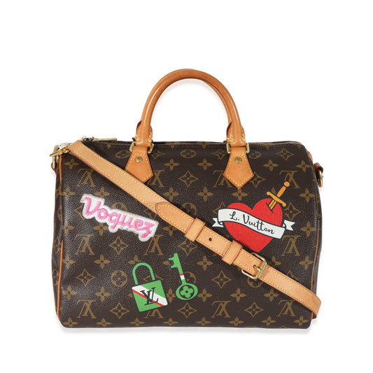 Louis Vuitton Patches Speedy Bandouliere 30 Monogram Canvas Handbag