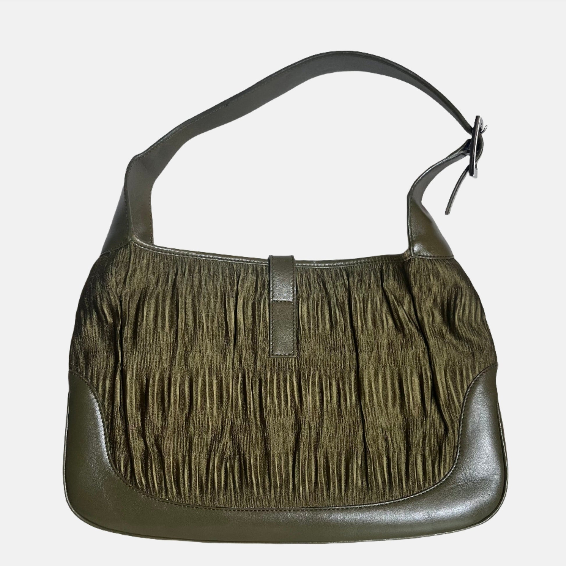 Gucci Jackie Dark Fabric Leather Green Medium Travel Bag
