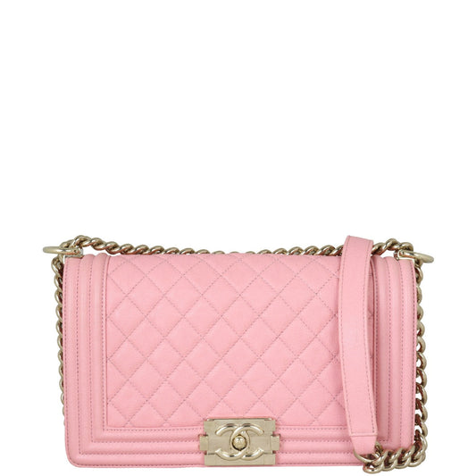 Chanel Boy Old Caviar Handbag Pink Medium
