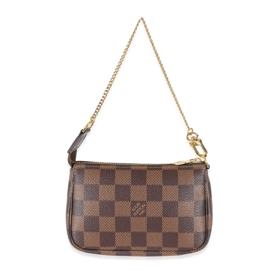 Louis Vuitton Damier Ebene Pochette Canvas Mini Clutch Bag