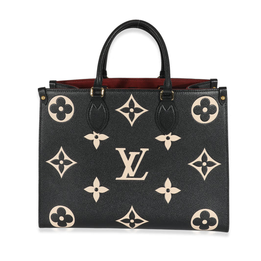Louis Vuitton & Empreinte Onthego MM Monogram Black Beige Handbag