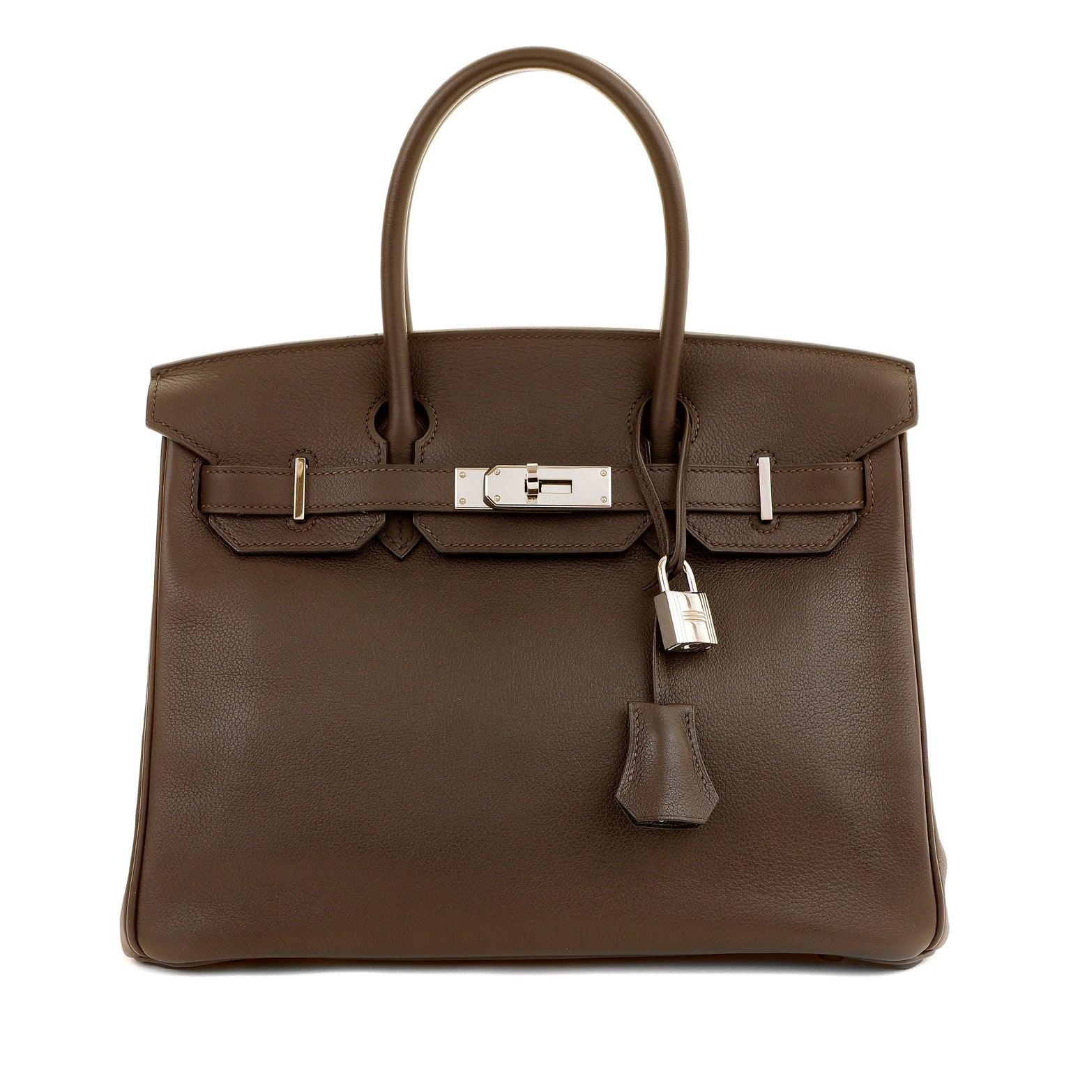 Hermes Havana Evergrain W Palladium Hardware Handbag Brown Travel Bag